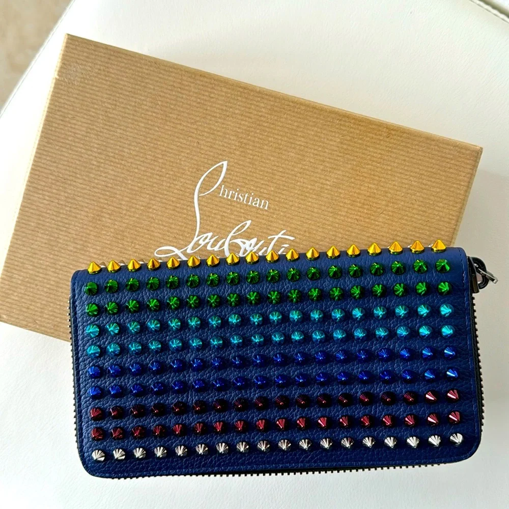 ❌SOLD❌ Christian Louboutin Panettone Wallet Calf Empire/Spikes Mix with Box & DB - Picture 1 of 14